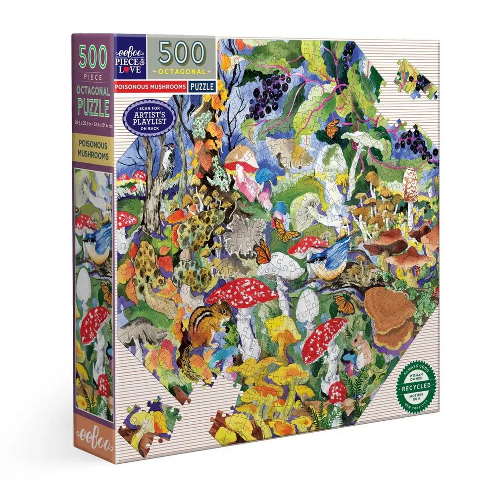 Eeboo, Puzzle, Gifts, 500 piece, Octagonal, Poisonous Mushrooms, 891932